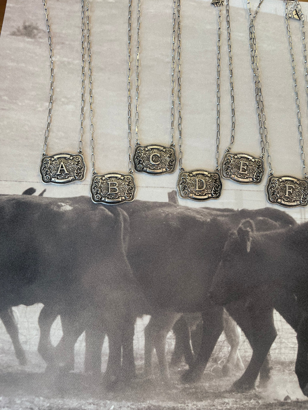 Briar Belt Buckle Initial Necklace