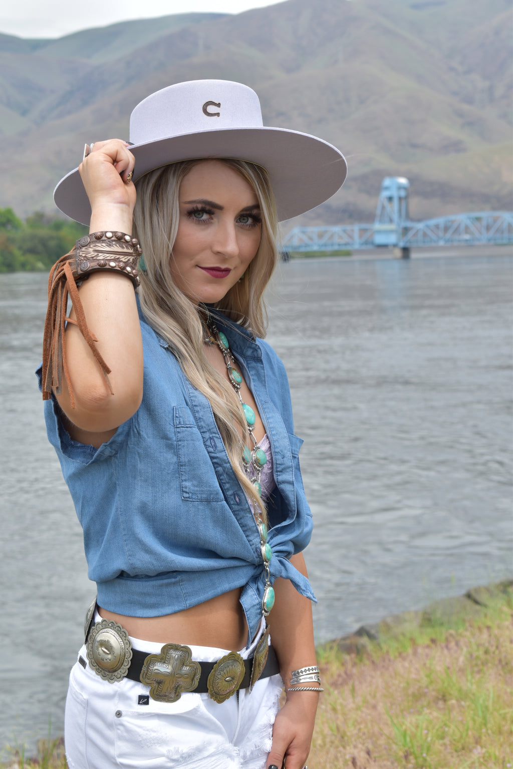 Short sleeve denim top