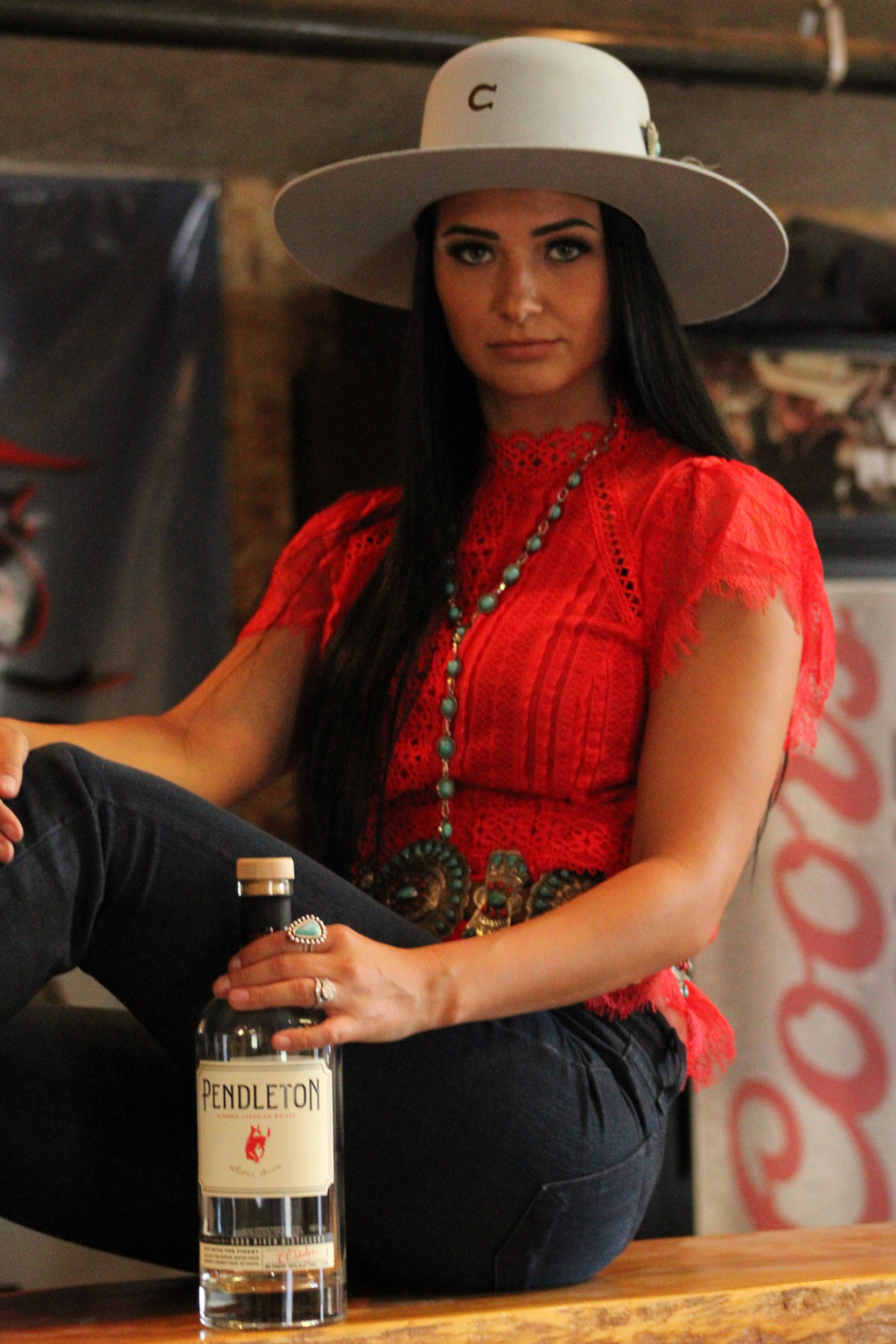 red lace crop blouse