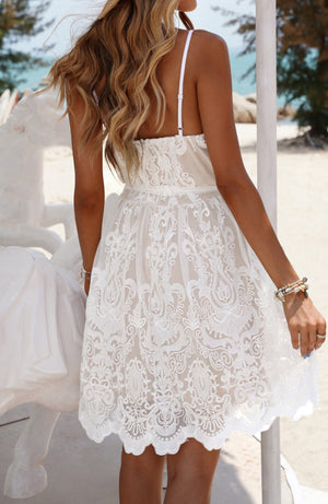 Whitlee White Lace Mini Dress